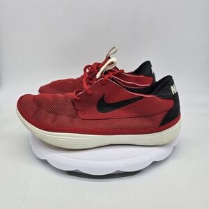 Nike Shoe Men's 10 Solarsoft Moccasin Sneakers Red Black White 555301-601